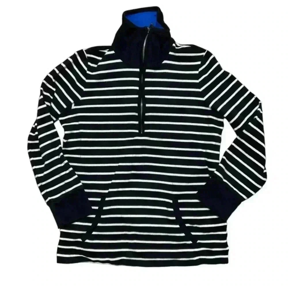 Jones New York Women's Sport Zip Top Size L Striped Cotton Knit  EUC